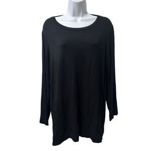 Susan Graver Weekend Black Long Sleeve Tunic Top Womens Plus Size 1XP petite